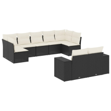 vidaXL 9 részes fekete polyrattan kerti ülőgarnitúra párnákkal (3223015) kerti bútor