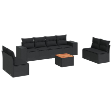 vidaXL 9 részes fekete polyrattan kerti ülőgarnitúra párnákkal (3225404) kerti bútor