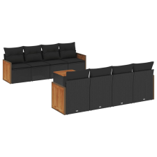 vidaXL 9 részes fekete polyrattan kerti ülőgarnitúra párnákkal (3227497) kerti bútor