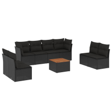 vidaXL 9 részes fekete polyrattan kerti ülőgarnitúra párnákkal (3255908) kerti bútor