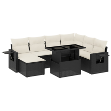 vidaXL 9 részes fekete polyrattan kerti ülőgarnitúra párnákkal (3268096) kerti bútor