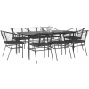 vidaXL 9 részes fekete polyrattan üveg kerti étkezőgarnitúra párnákkal (3334505)
