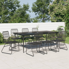 vidaXL 9 részes fekete PVC rattan kerti étkezőgarnitúra kerti bútor