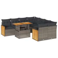 vidaXL 9 részes szürke polyrattan akácfa kerti ülőgarnitúra párnákkal (3327693) kerti bútor