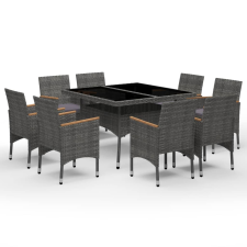 vidaXL 9 részes szürke polyrattan és akácfa kerti étkezőgarnitúra  (3058345) kerti bútor