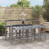 vidaXL 9-részes szürke polyrattan kerti bárszett párnával