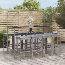 vidaXL 9-részes szürke polyrattan kerti bárszett párnával kerti bútor