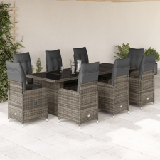 vidaXL 9 részes szürke polyrattan kerti bisztrógarnitúra párnákkal kerti bútor