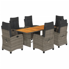 vidaXL 9 részes szürke polyrattan kerti étkezőgarnitúra párnával (3212939) kerti bútor