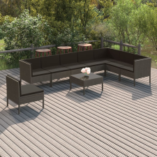 vidaXL 9 részes szürke polyrattan kerti ülőgarnitúra párnákkal kerti bútor