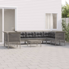 vidaXL 9 részes szürke polyrattan kerti ülőgarnitúra párnákkal kerti bútor