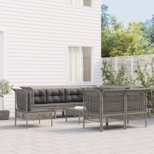 vidaXL 9 részes szürke polyrattan kerti ülőgarnitúra párnákkal kerti bútor