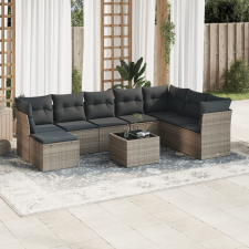 vidaXL 9-részes szürke polyrattan kerti ülőgarnitúra párnákkal kerti bútor
