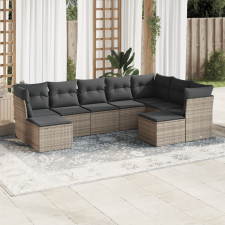 vidaXL 9-részes szürke polyrattan kerti ülőgarnitúra párnákkal kerti bútor