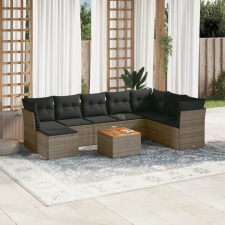 vidaXL 9-részes szürke polyrattan kerti ülőgarnitúra párnákkal kerti bútor