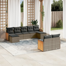 vidaXL 9-részes szürke polyrattan kerti ülőgarnitúra párnákkal kerti bútor