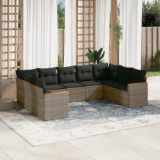 vidaXL 9-részes szürke polyrattan kerti ülőgarnitúra párnákkal kerti bútor