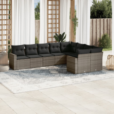 vidaXL 9-részes szürke polyrattan kerti ülőgarnitúra párnákkal kerti bútor