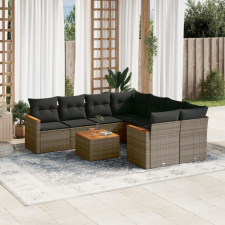 vidaXL 9-részes szürke polyrattan kerti ülőgarnitúra párnákkal kerti bútor