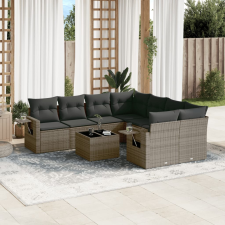 vidaXL 9-részes szürke polyrattan kerti ülőgarnitúra párnákkal kerti bútor
