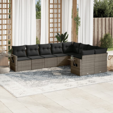 vidaXL 9-részes szürke polyrattan kerti ülőgarnitúra párnákkal kerti bútor