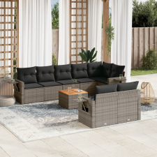 vidaXL 9-részes szürke polyrattan kerti ülőgarnitúra párnákkal kerti bútor