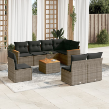 vidaXL 9-részes szürke polyrattan kerti ülőgarnitúra párnákkal kerti bútor