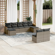 vidaXL 9-részes szürke polyrattan kerti ülőgarnitúra párnákkal kerti bútor