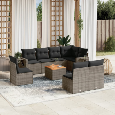 vidaXL 9-részes szürke polyrattan kerti ülőgarnitúra párnákkal kerti bútor