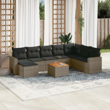 vidaXL 9-részes szürke polyrattan kerti ülőgarnitúra párnákkal kerti bútor