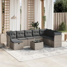 vidaXL 9-részes szürke polyrattan kerti ülőgarnitúra párnákkal kerti bútor