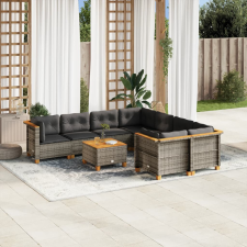 vidaXL 9 részes szürke polyrattan kerti ülőgarnitúra párnákkal kerti bútor