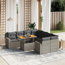 vidaXL 9 részes szürke polyrattan kerti ülőgarnitúra párnákkal kerti bútor