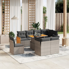vidaXL 9 részes szürke polyrattan kerti ülőgarnitúra párnákkal kerti bútor