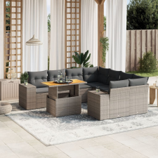 vidaXL 9 részes szürke polyrattan kerti ülőgarnitúra párnákkal kerti bútor