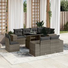 vidaXL 9 részes szürke polyrattan kerti ülőgarnitúra párnákkal kerti bútor