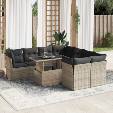vidaXL 9 részes szürke polyrattan kerti ülőgarnitúra párnákkal kerti bútor