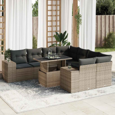 vidaXL 9 részes szürke polyrattan kerti ülőgarnitúra párnákkal kerti bútor