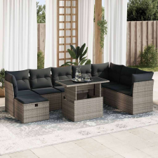 vidaXL 9 részes szürke polyrattan kerti ülőgarnitúra párnákkal kerti bútor