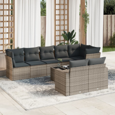 vidaXL 9-részes szürke polyrattan kerti ülőgarnitúra párnákkal kerti bútor