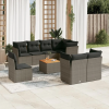 vidaXL 9-részes szürke polyrattan kerti ülőgarnitúra párnákkal