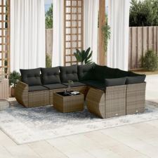 vidaXL 9-részes szürke polyrattan kerti ülőgarnitúra párnákkal kerti bútor