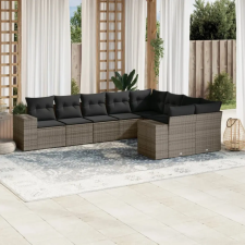 vidaXL 9-részes szürke polyrattan kerti ülőgarnitúra párnákkal kerti bútor