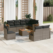 vidaXL 9-részes szürke polyrattan kerti ülőgarnitúra párnákkal kerti bútor