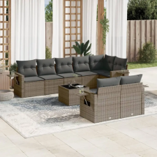 vidaXL 9-részes szürke polyrattan kerti ülőgarnitúra párnákkal kerti bútor