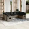vidaXL 9-részes szürke polyrattan kerti ülőgarnitúra párnákkal