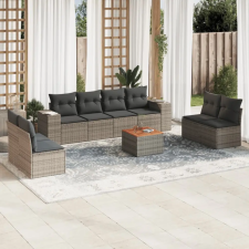 vidaXL 9-részes szürke polyrattan kerti ülőgarnitúra párnákkal kerti bútor