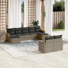 vidaXL 9-részes szürke polyrattan kerti ülőgarnitúra párnákkal kerti bútor