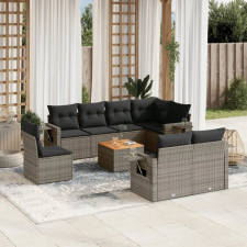 vidaXL 9-részes szürke polyrattan kerti ülőgarnitúra párnákkal kerti bútor