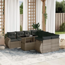vidaXL 9 részes szürke polyrattan kerti ülőgarnitúra párnákkal kerti bútor